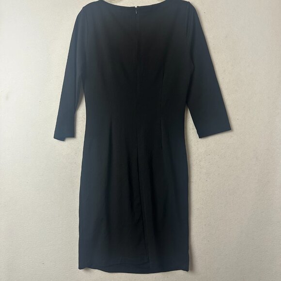 J Mclaughlin Sara Dress sz M 3/4 Sleeve Ruched side classic formal little black - Picture 5 of 5